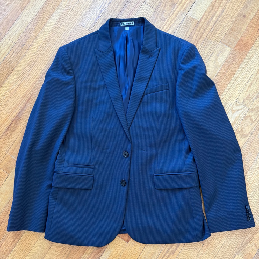 Express Dark Blue Pinstripe Suit